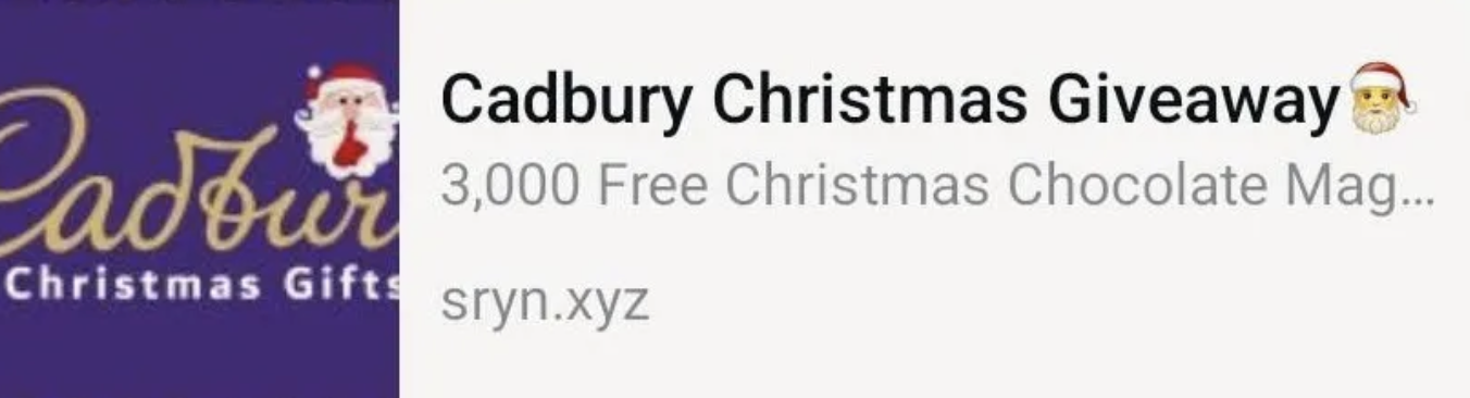 Cadbury WhatsApp Scam